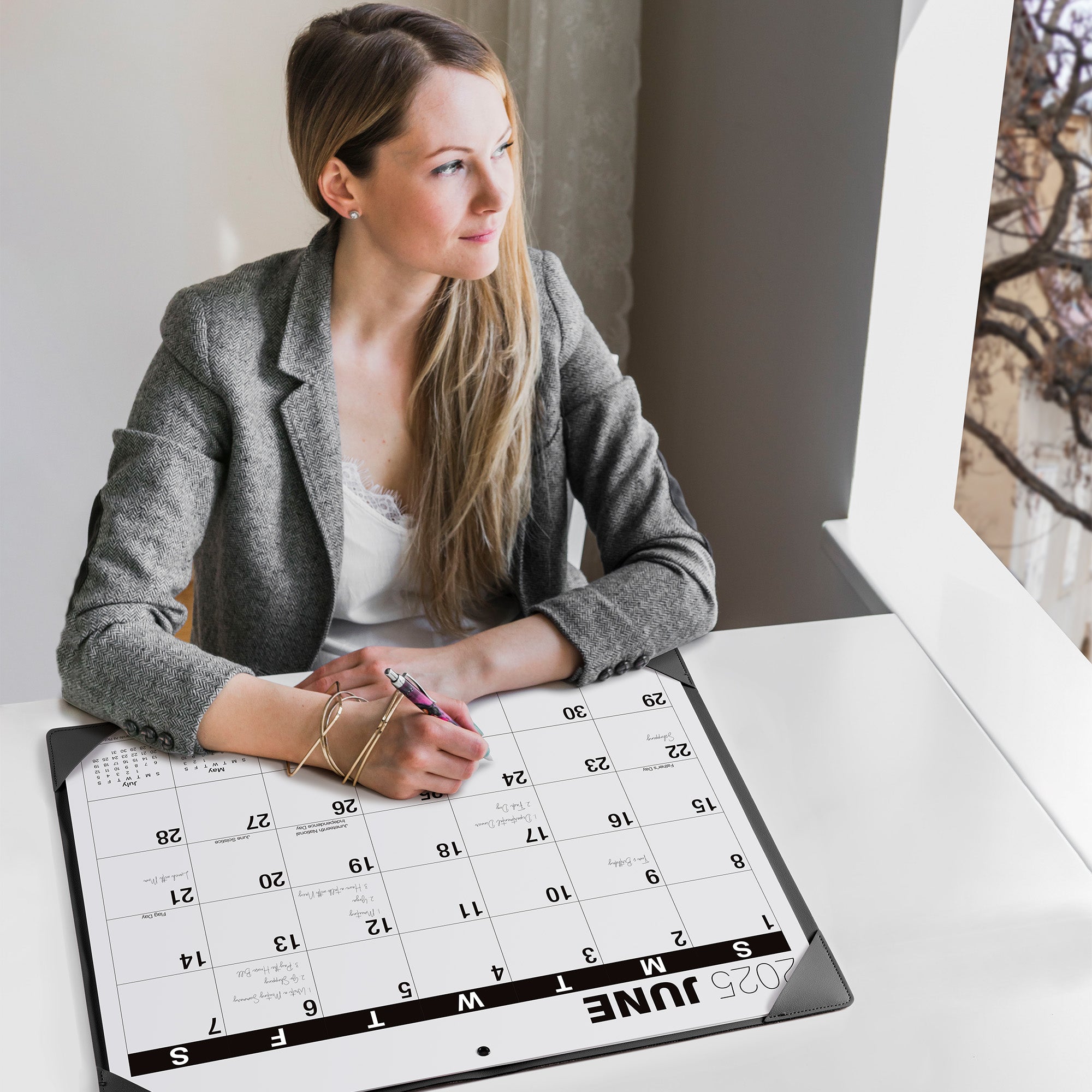 Nekmit 2024 - 2025 Large Desk Calendar with Desktop Mat 21" x 16.5"
