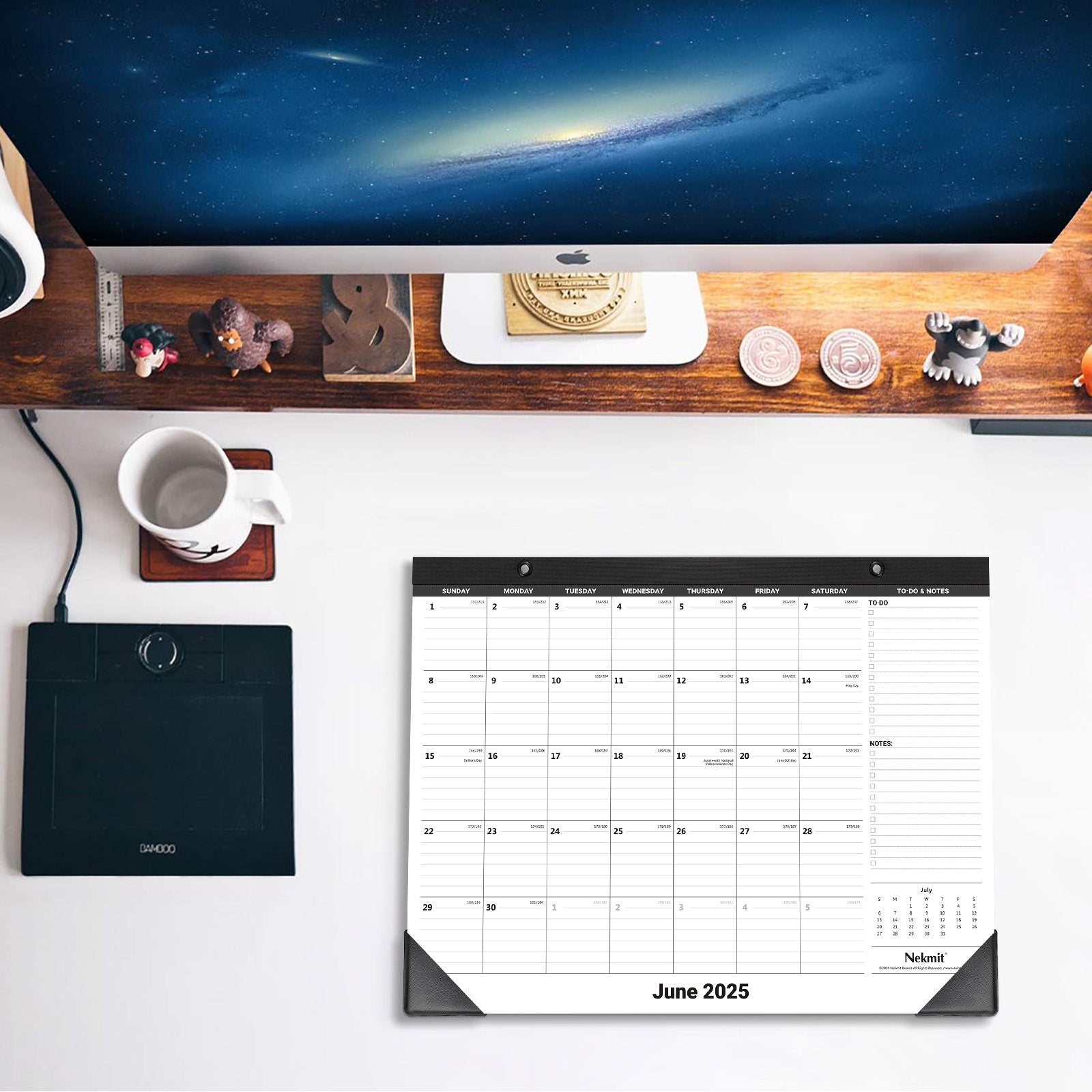 Nekmit 2025 - 2026 Monthly Yearly Desk Calendar 15" x 12"