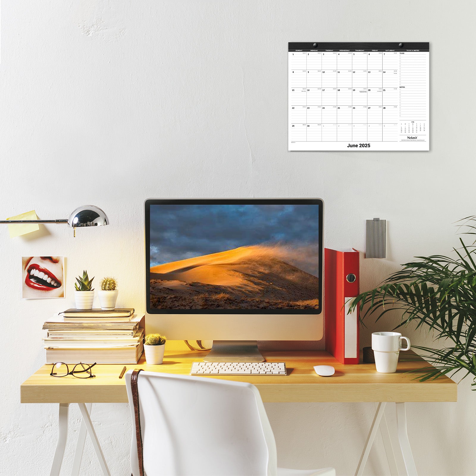 Nekmit 2025 - 2026 Monthly Yearly Desk Calendar 15" x 12"