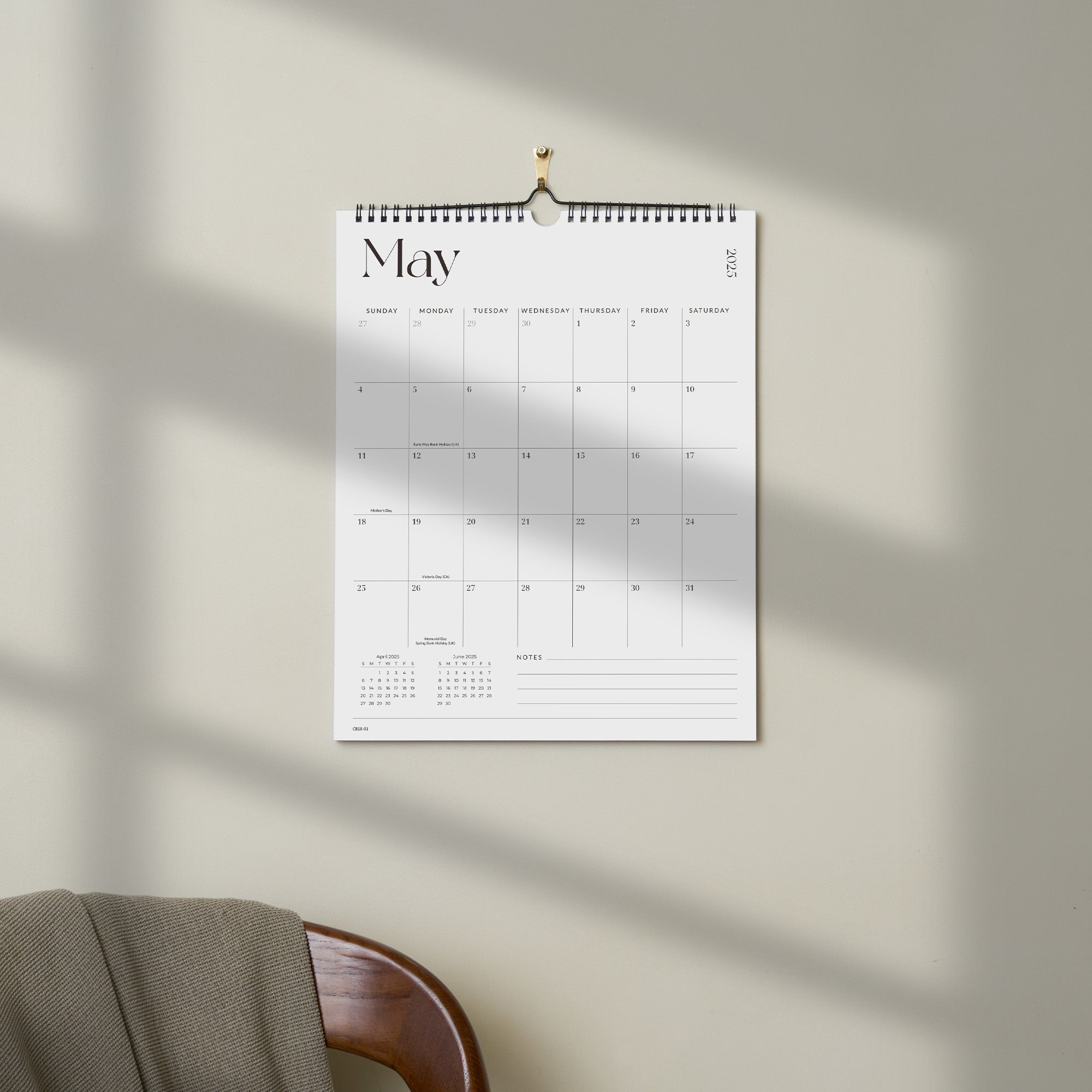 Nekmit Simplified 2025 - 2026 Wall Calendar 15" x 12"