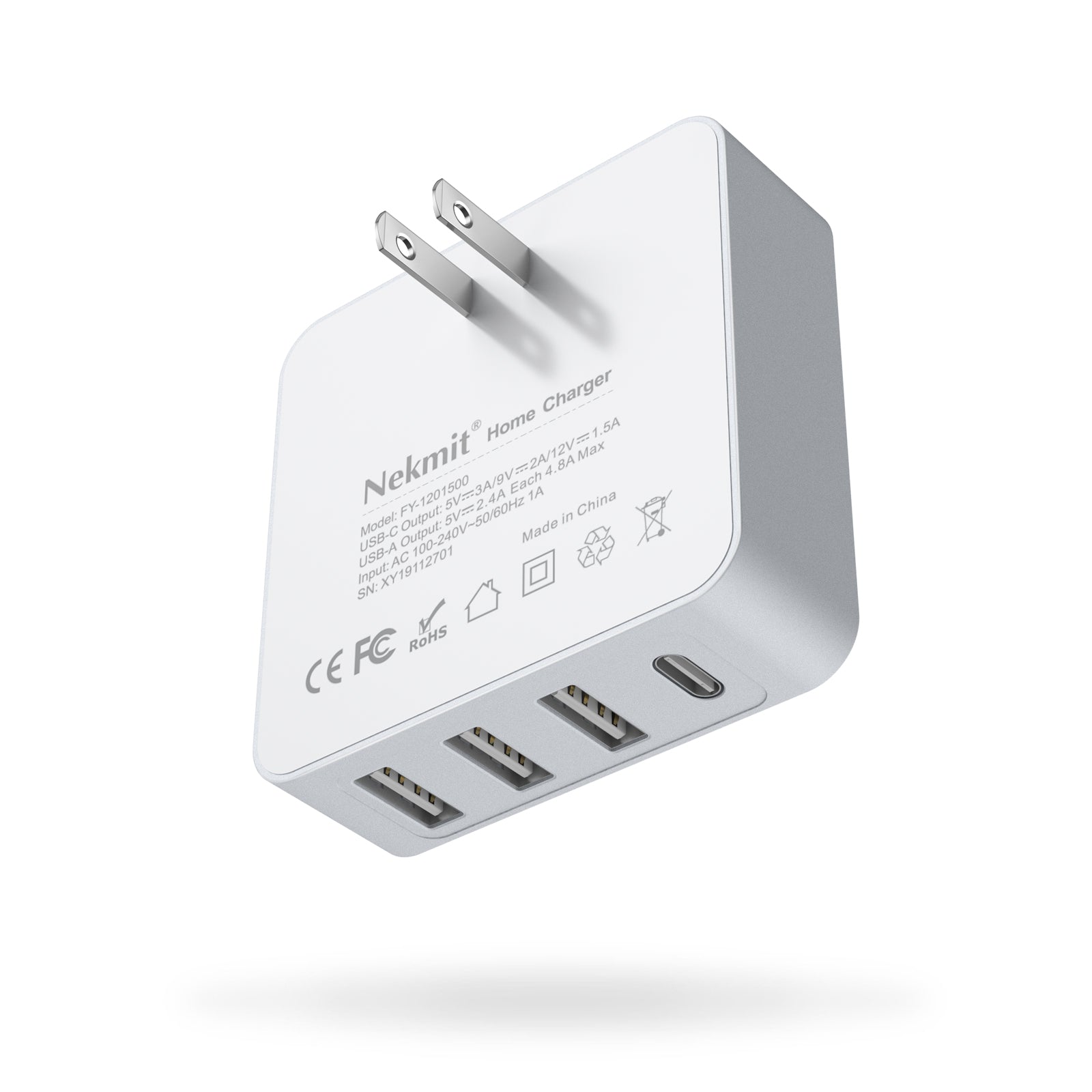 Nekmit 42W 4-Port USB-C Fast Wall Charger (2 Pack)
