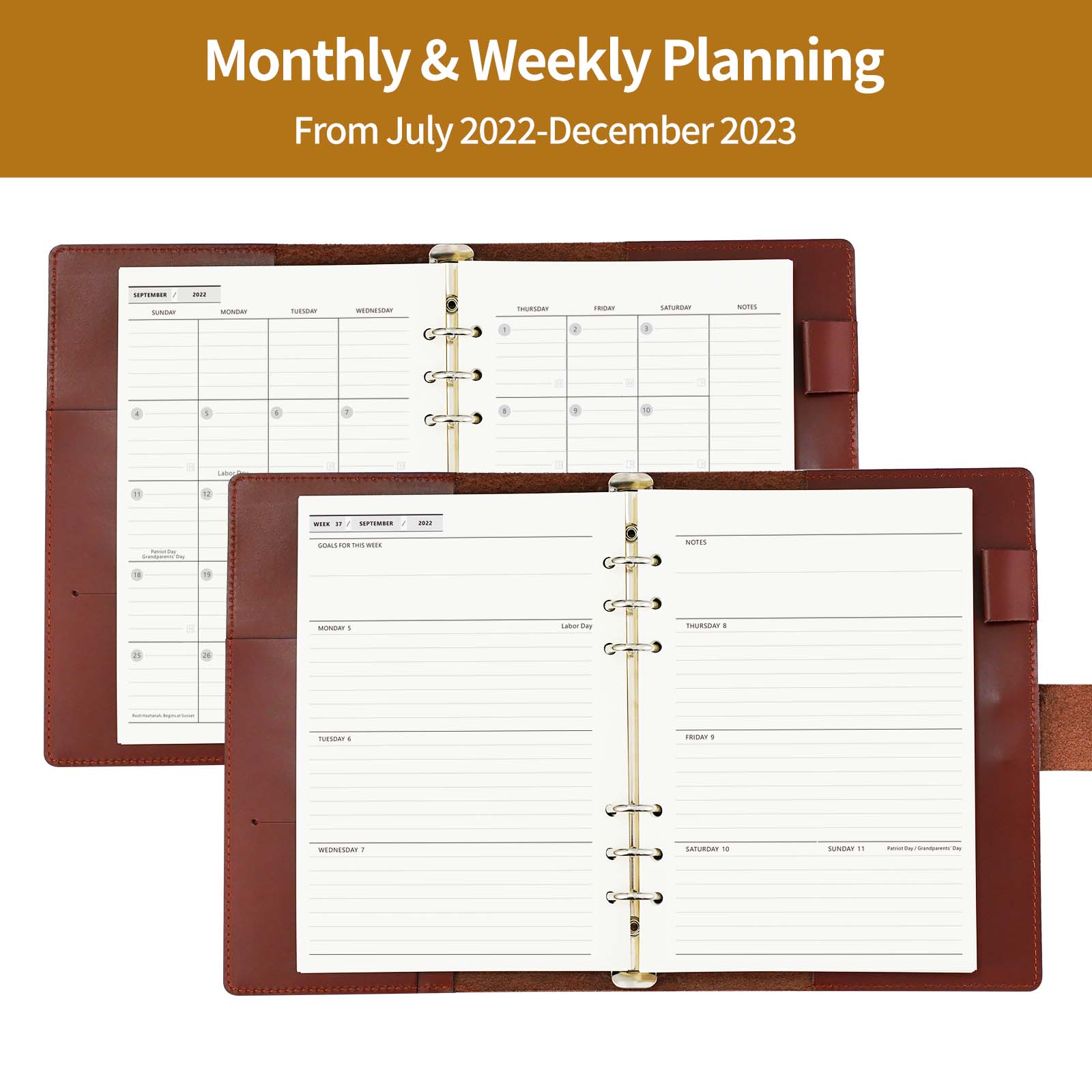 Nekmit Jul 2024 - Dec 2025 Binder Genuine Leather Planner