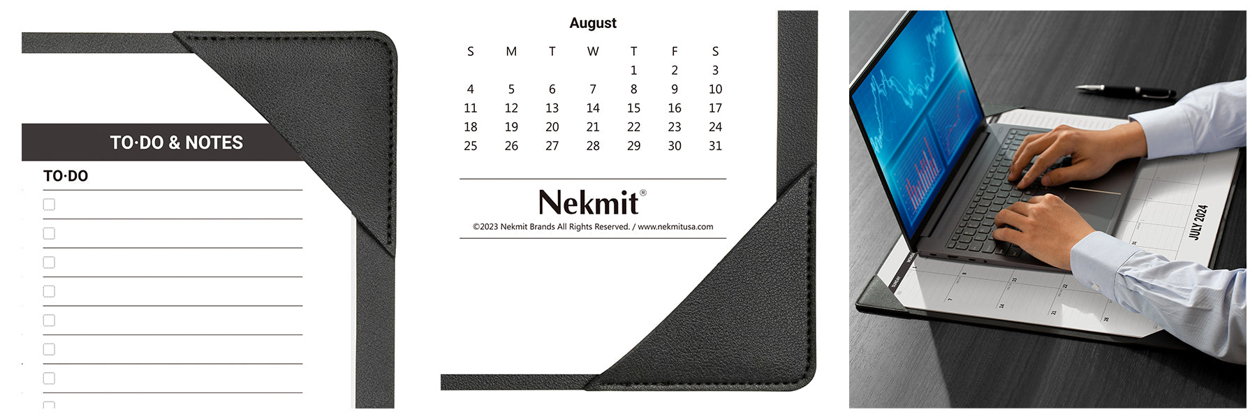 Nekmit 2024 - 2025 PU Large Desk Pad Calendar 21" x 16.5" 