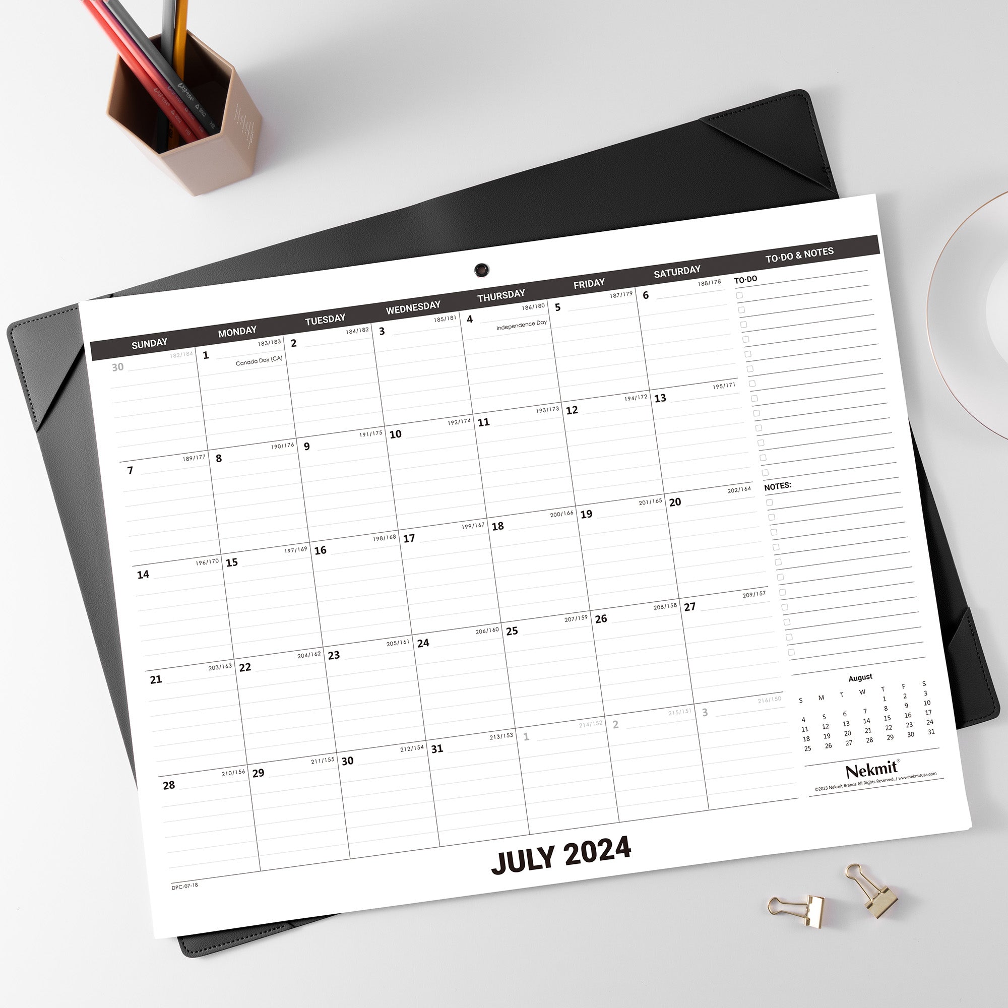 Nekmit 2024 - 2025 PU Large Desk Pad Calendar 21" x 16.5" 