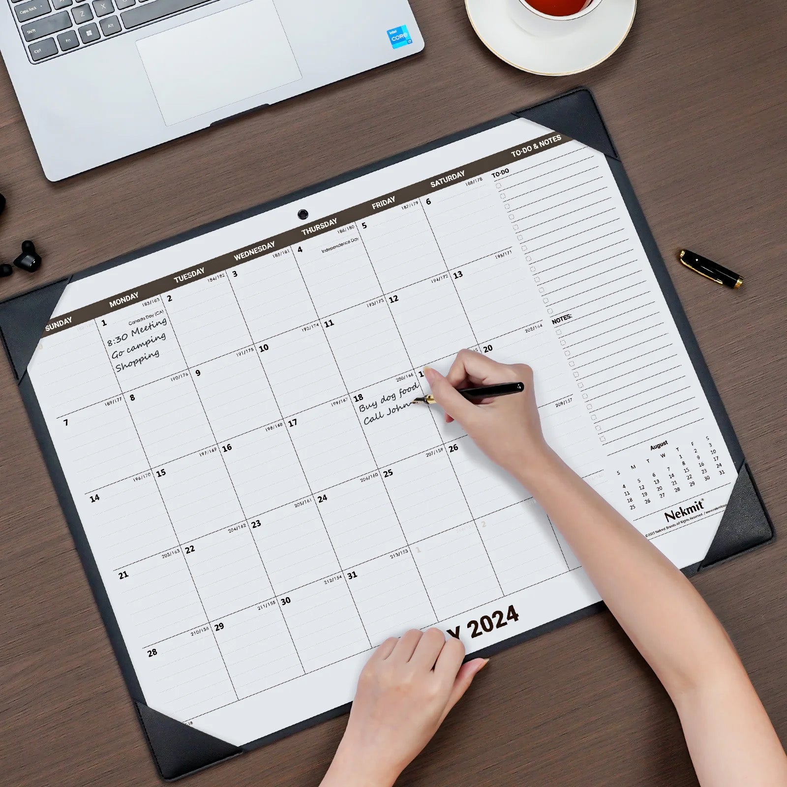 Nekmit 2024 - 2025 PU Large Desk Pad Calendar 21" x 16.5" 