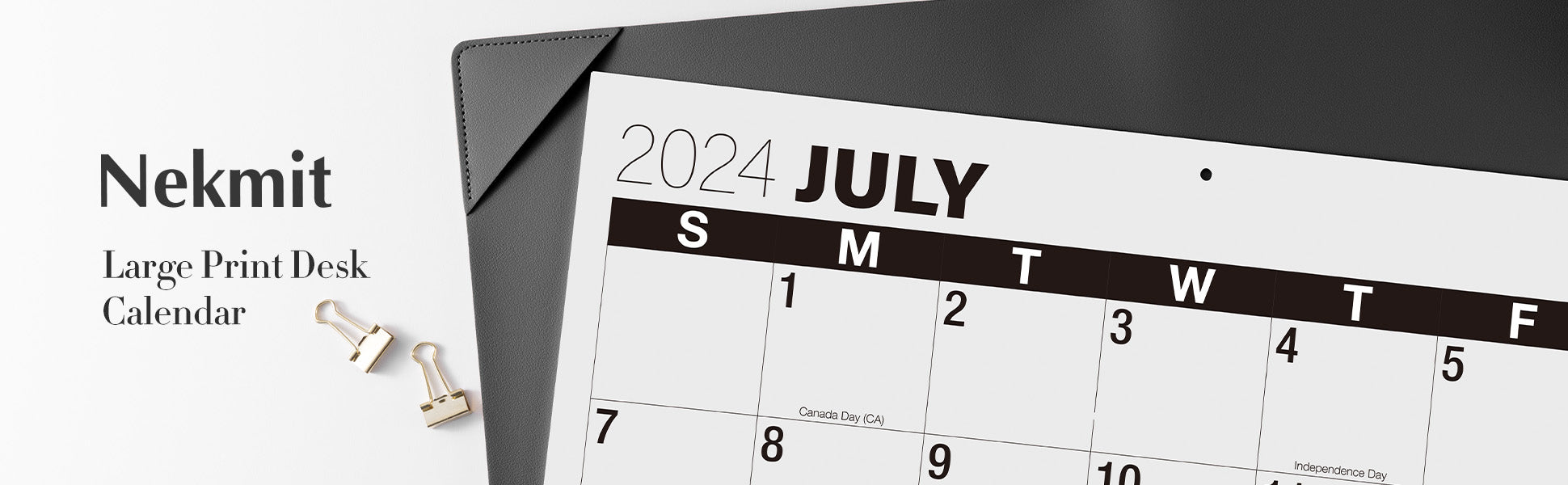 Nekmit 2024 - 2025 PU Large Desk Pad Calendar 21" x 16.5" 