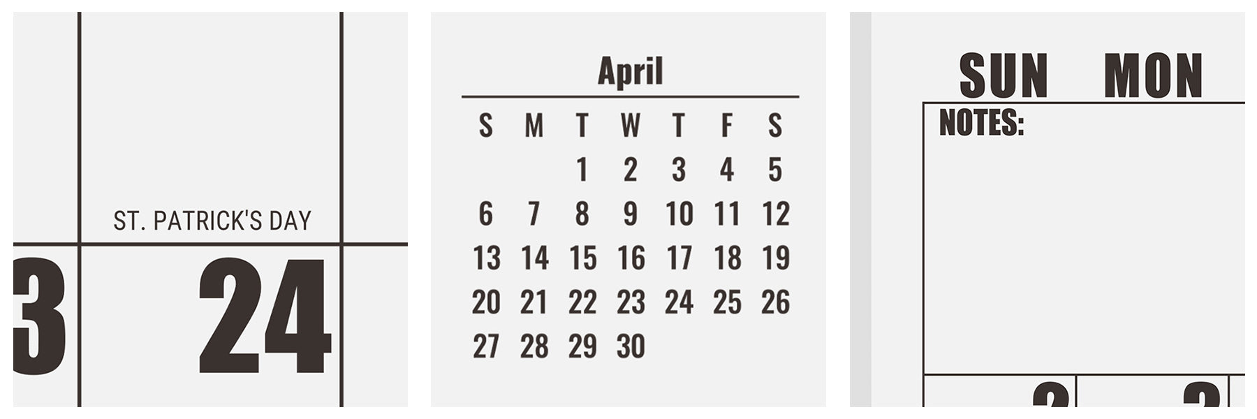 Nekmit 2025 - 2026 Large Print Big Grid Wall Calendar 22 3/4" x 14 3/4"