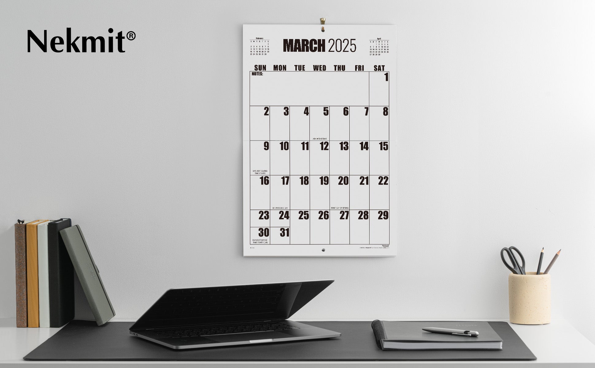 Nekmit 2025 - 2026 Large Print Big Grid Wall Calendar 22 3/4" x 14 3/4"