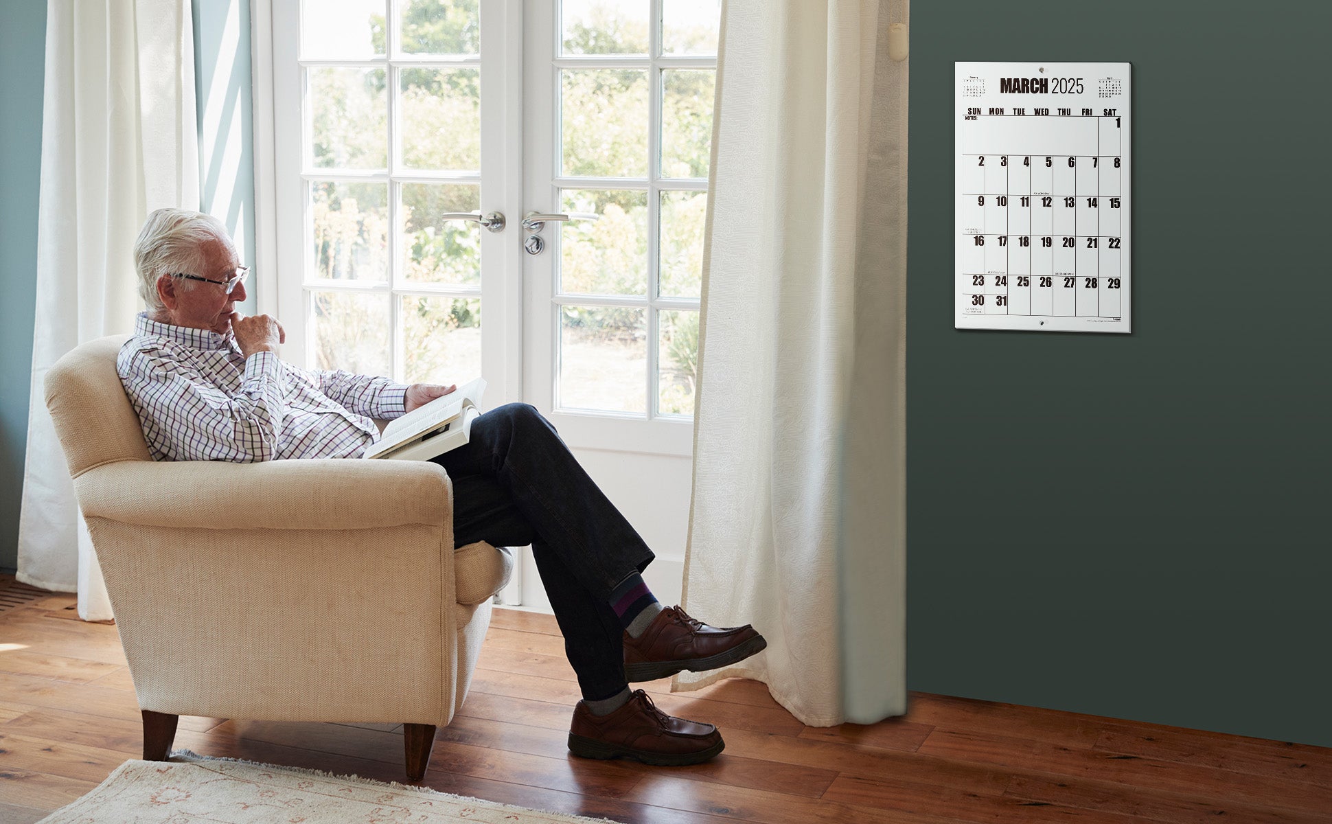 Nekmit 2025 - 2026 Large Print Big Grid Wall Calendar 22 3/4" x 14 3/4"