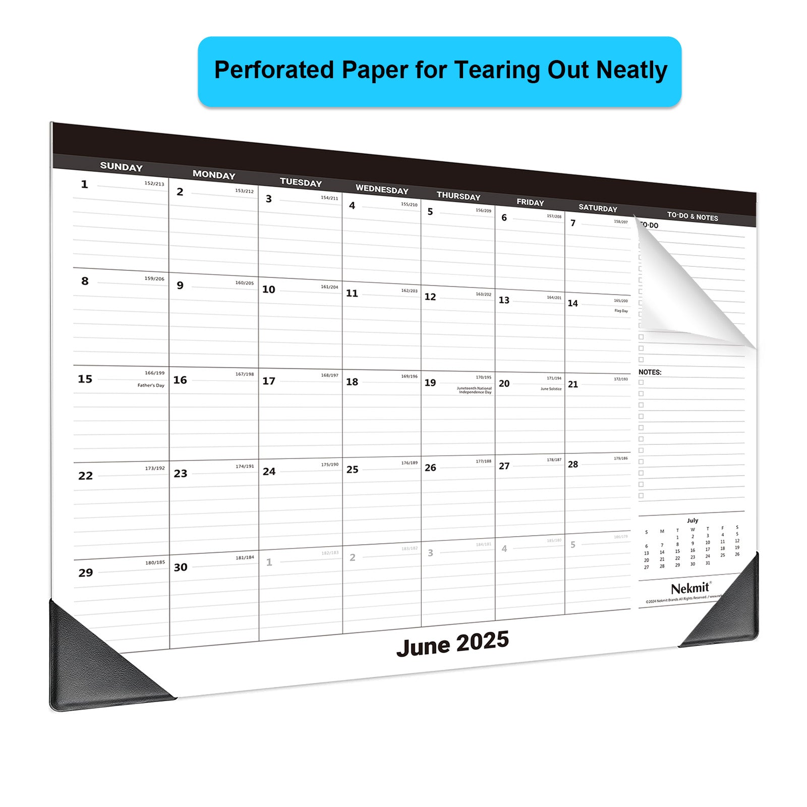 Nekmit 2025 - 2026 Monthly Yearly Desk Calendar 15" x 12"