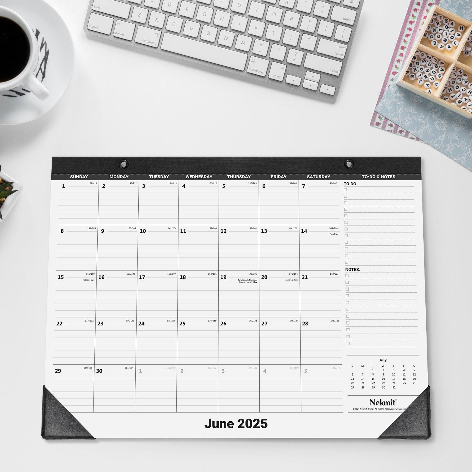 Nekmit 2025 - 2026 Monthly Yearly Desk Calendar 15" x 12"