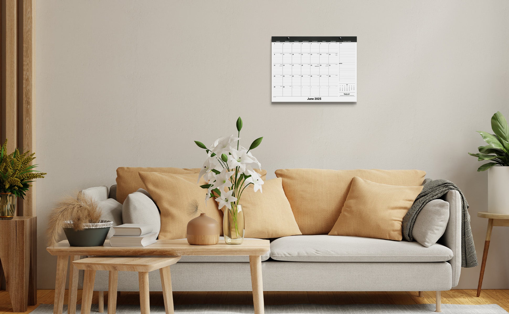 Nekmit 2025 - 2026 Monthly Yearly Desk Calendar 15" x 12"