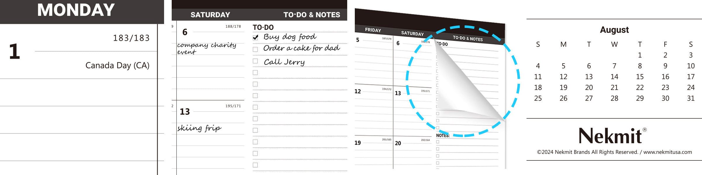 Nekmit 2025 Monthly Yearly Desk Calendar 15" x 12"