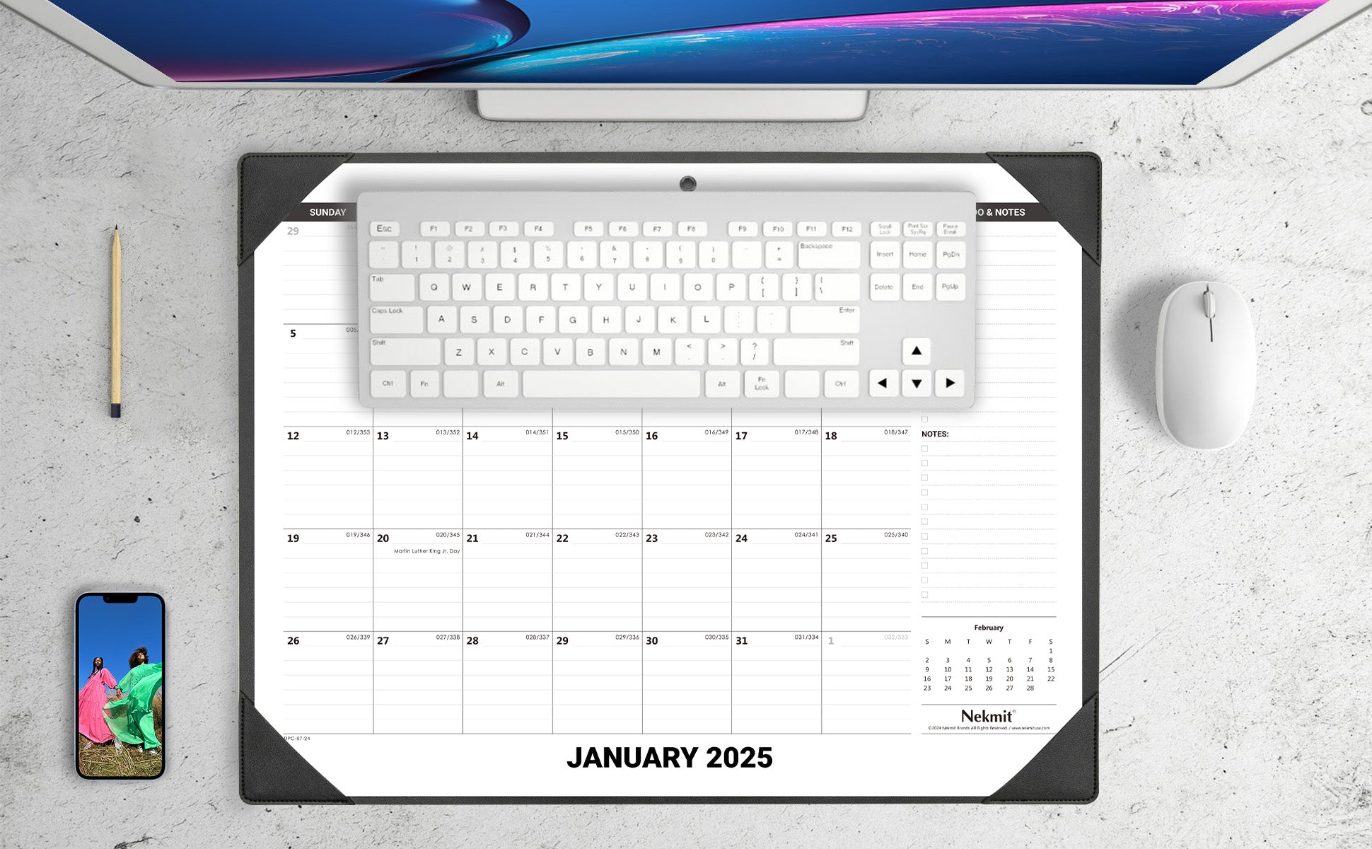 Nekmit 2025 PU Large Desk Pad Calendar 21" x 16.5"