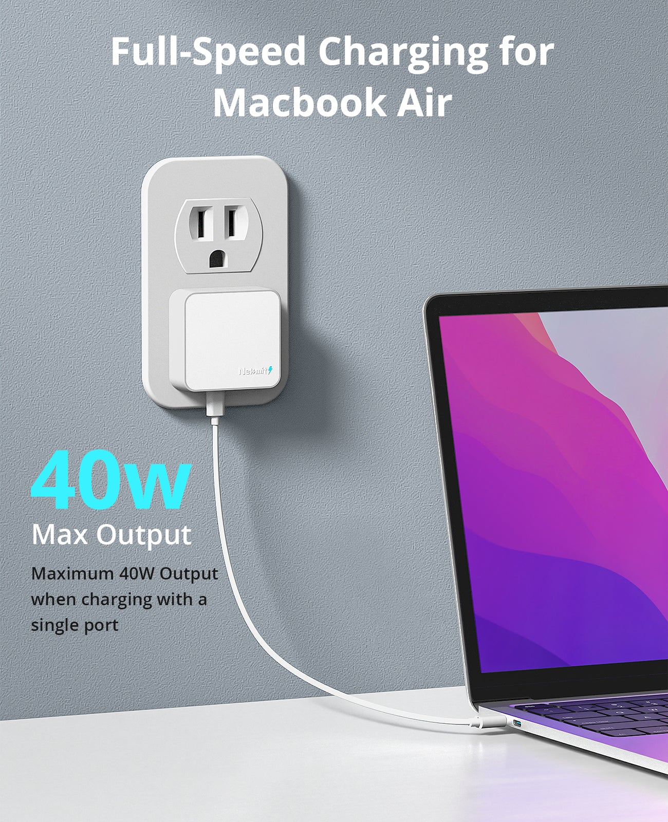 Nekmit 40W Dual Port USB-C Wall Charger With PD Fast Charging