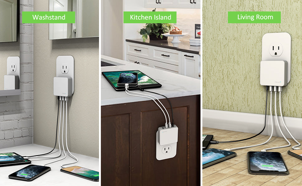 Nekmit 42W 4-Port USB-C Fast Wall Charger A+3