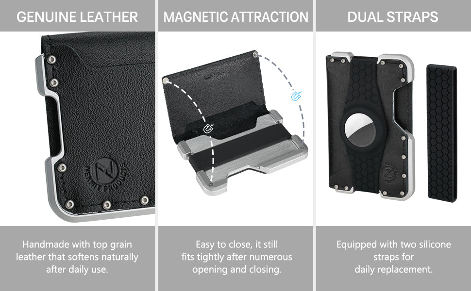 Nekmit Airtag Wallet for Men - Bifold Genuine Leather Wallet (No Airtags)