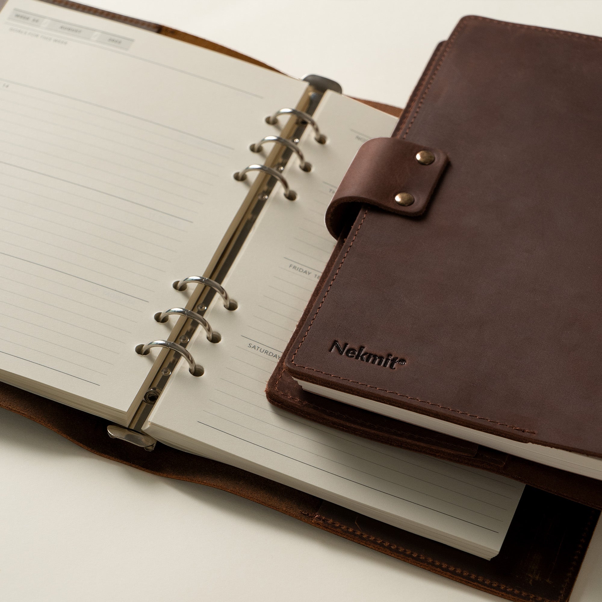 Nekmit Jan 2025 - Dec 2025 Binder Genuine Leather Planner