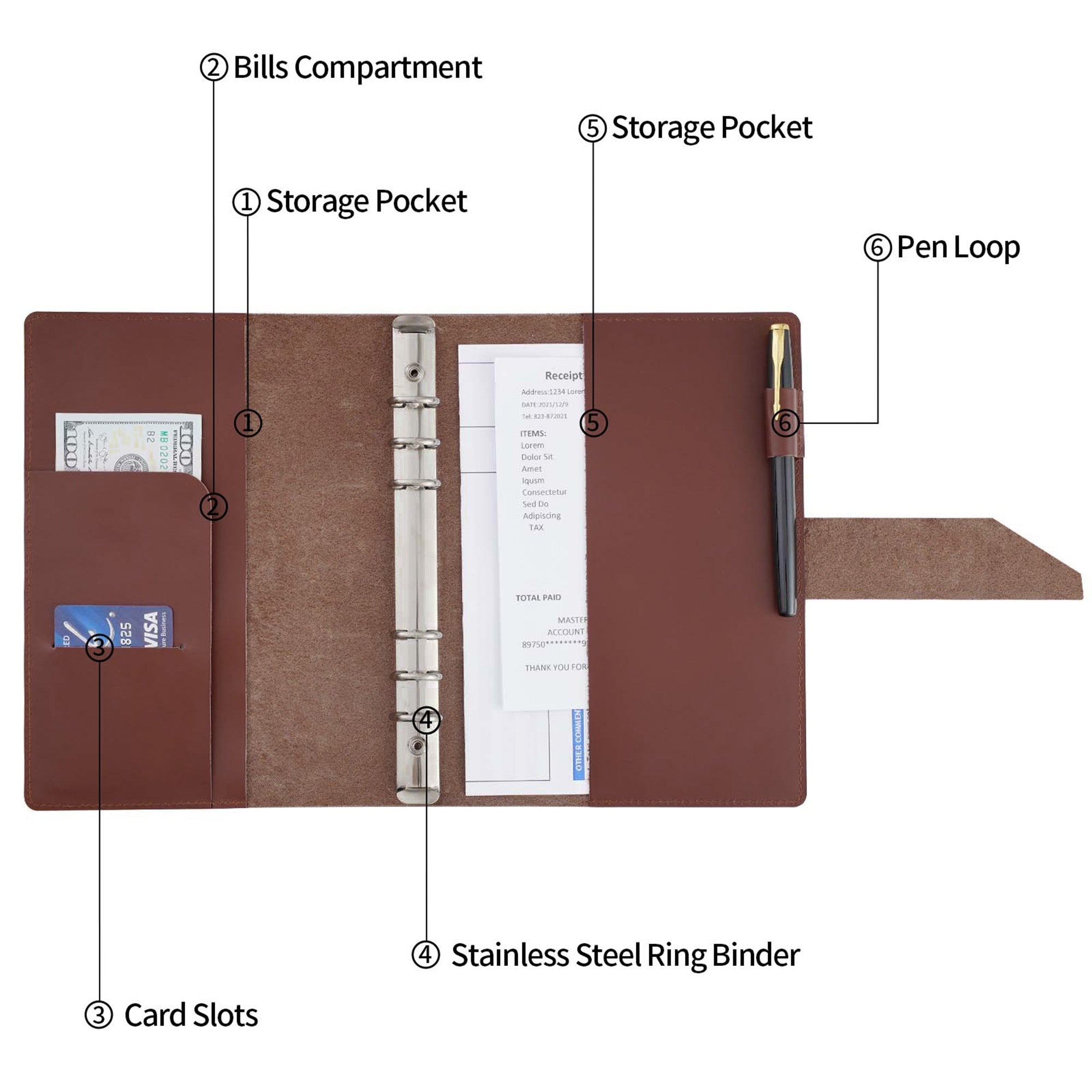 Nekmit Binder Genuine Leather Planner Cover NML-01-2