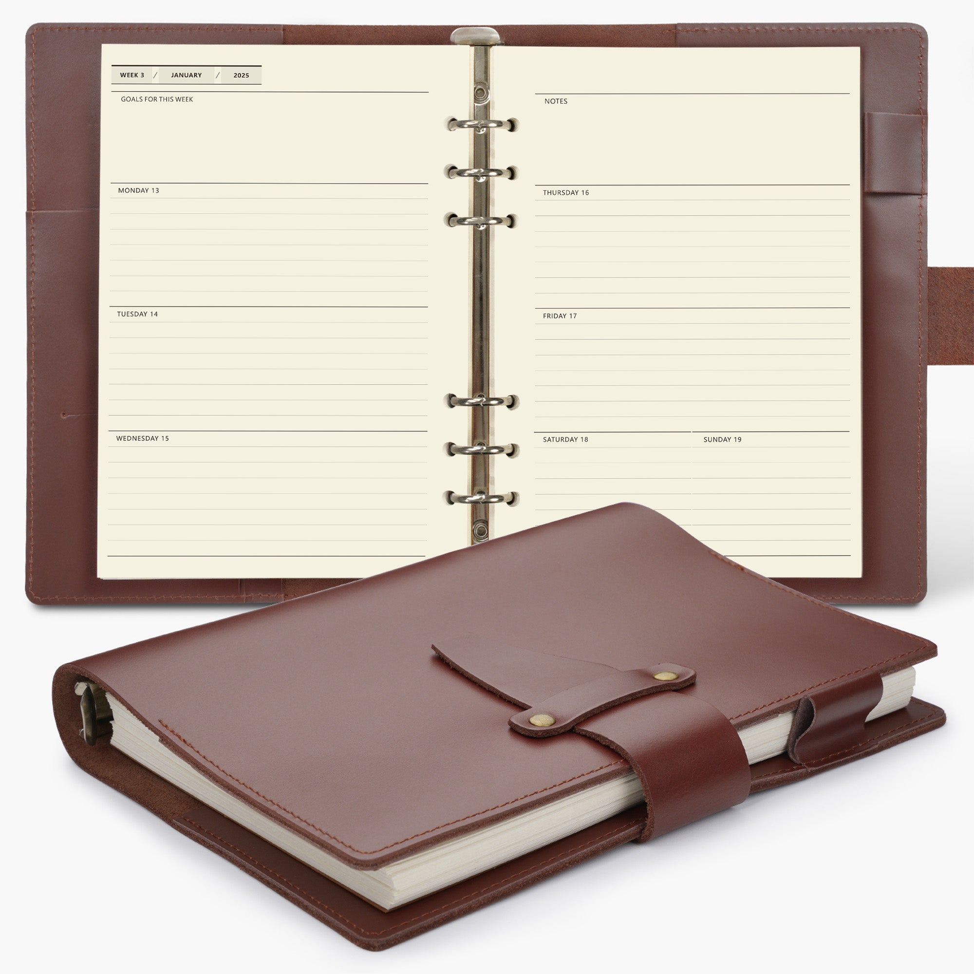 Nekmit Jan 2025 - Dec 2025 Binder Genuine Leather Planner