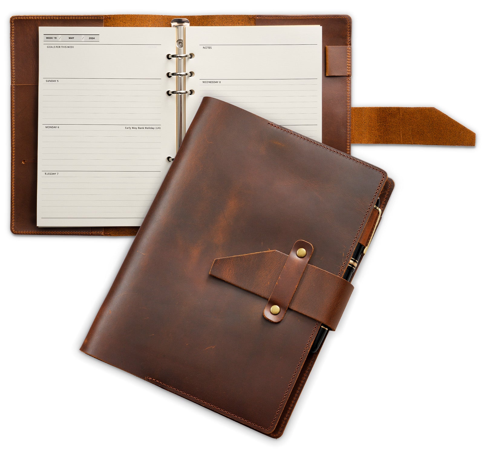 Nekmit Jul 2024 - Dec 2025 Binder Genuine Leather Planner