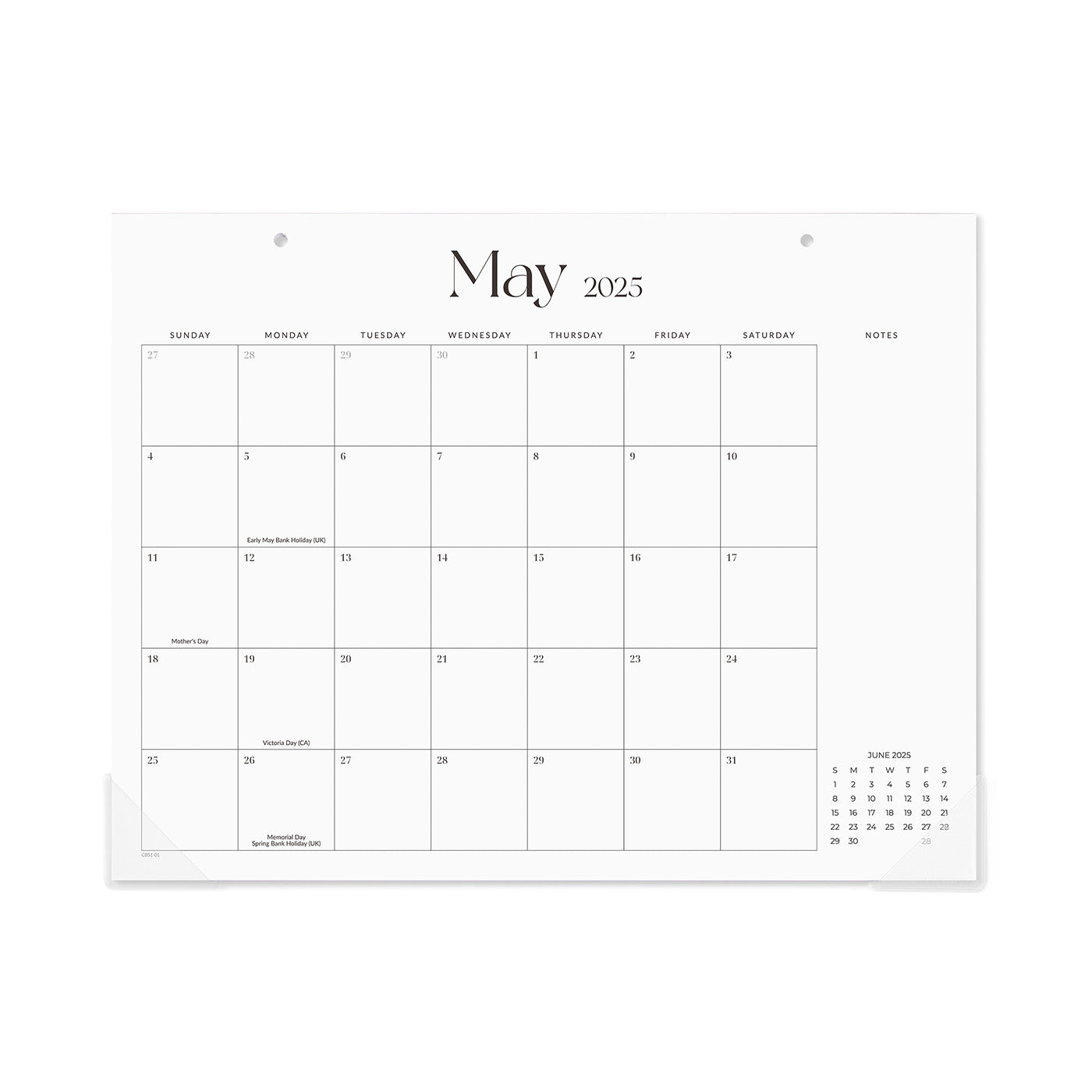 Nekmit Simplified 2025 - 2026 Desk Calendar 15" x 12"