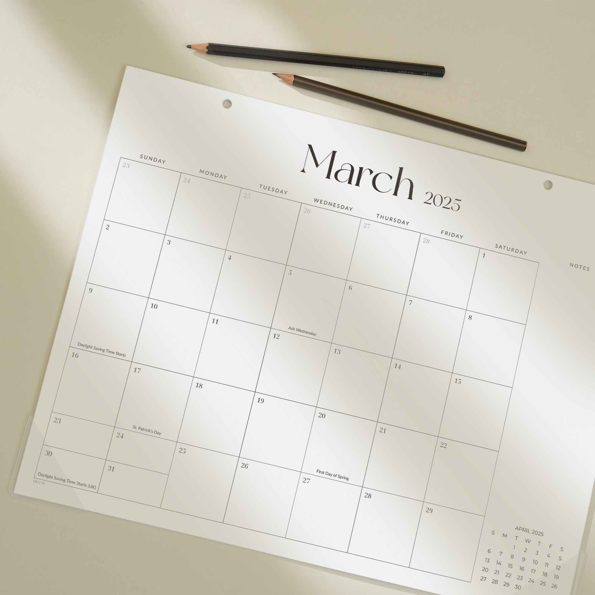 Nekmit Simplified 2025 - 2026 Desk Calendar 15" x 12"