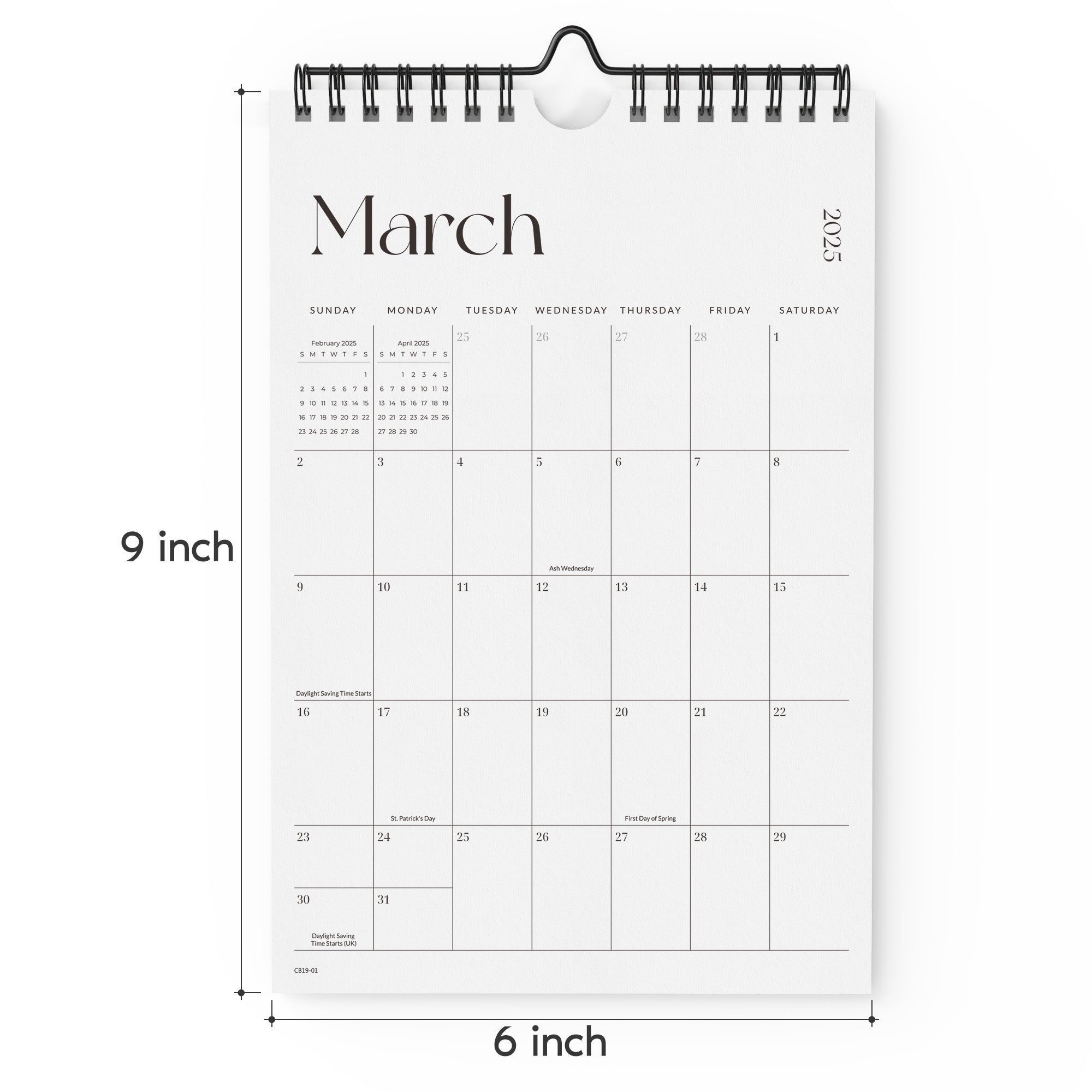 Nekmit Simplified 2025 - 2026 Mini Wall Calendar 9" x 6"