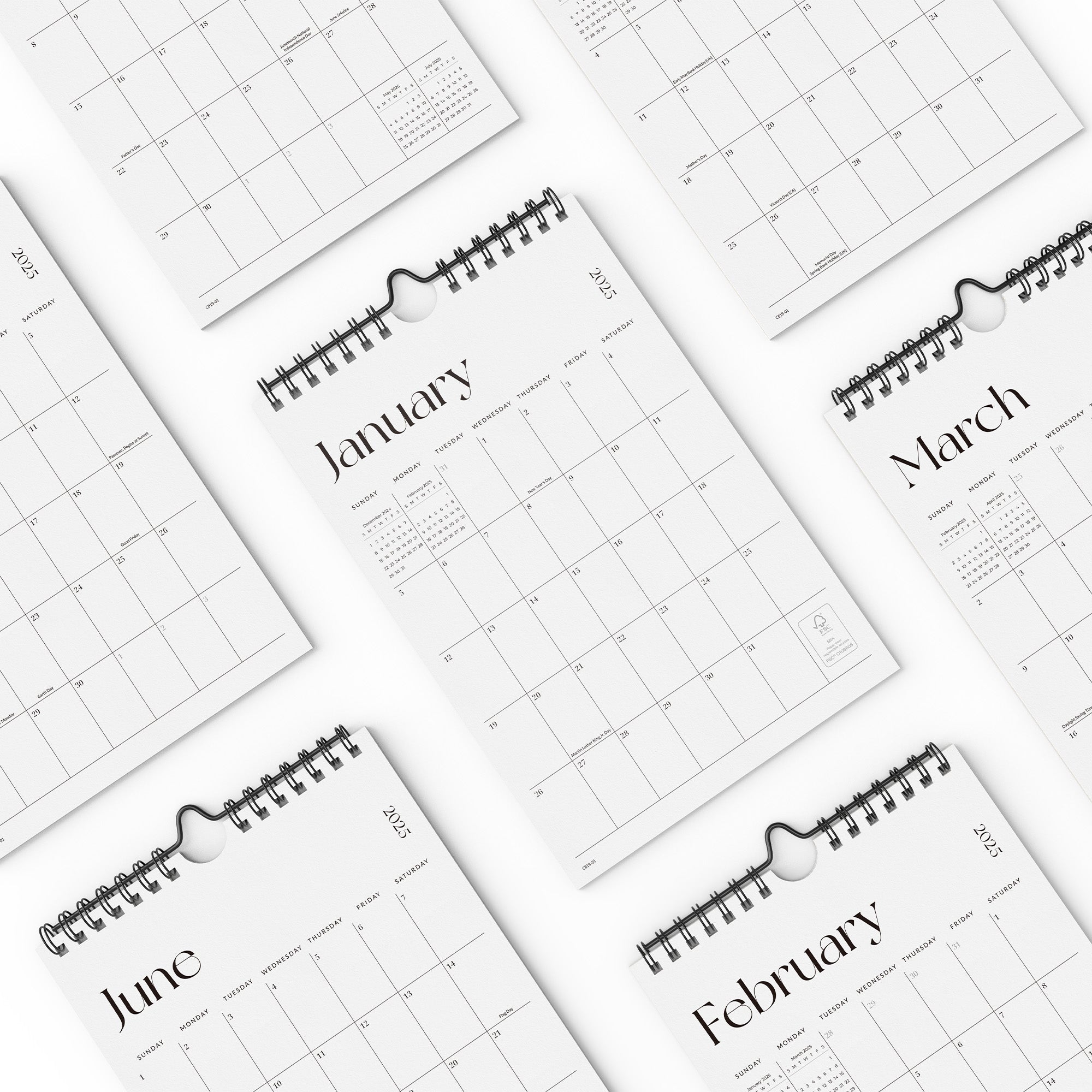 Nekmit Simplified 2025 - 2026 Mini Wall Calendar 9" x 6"