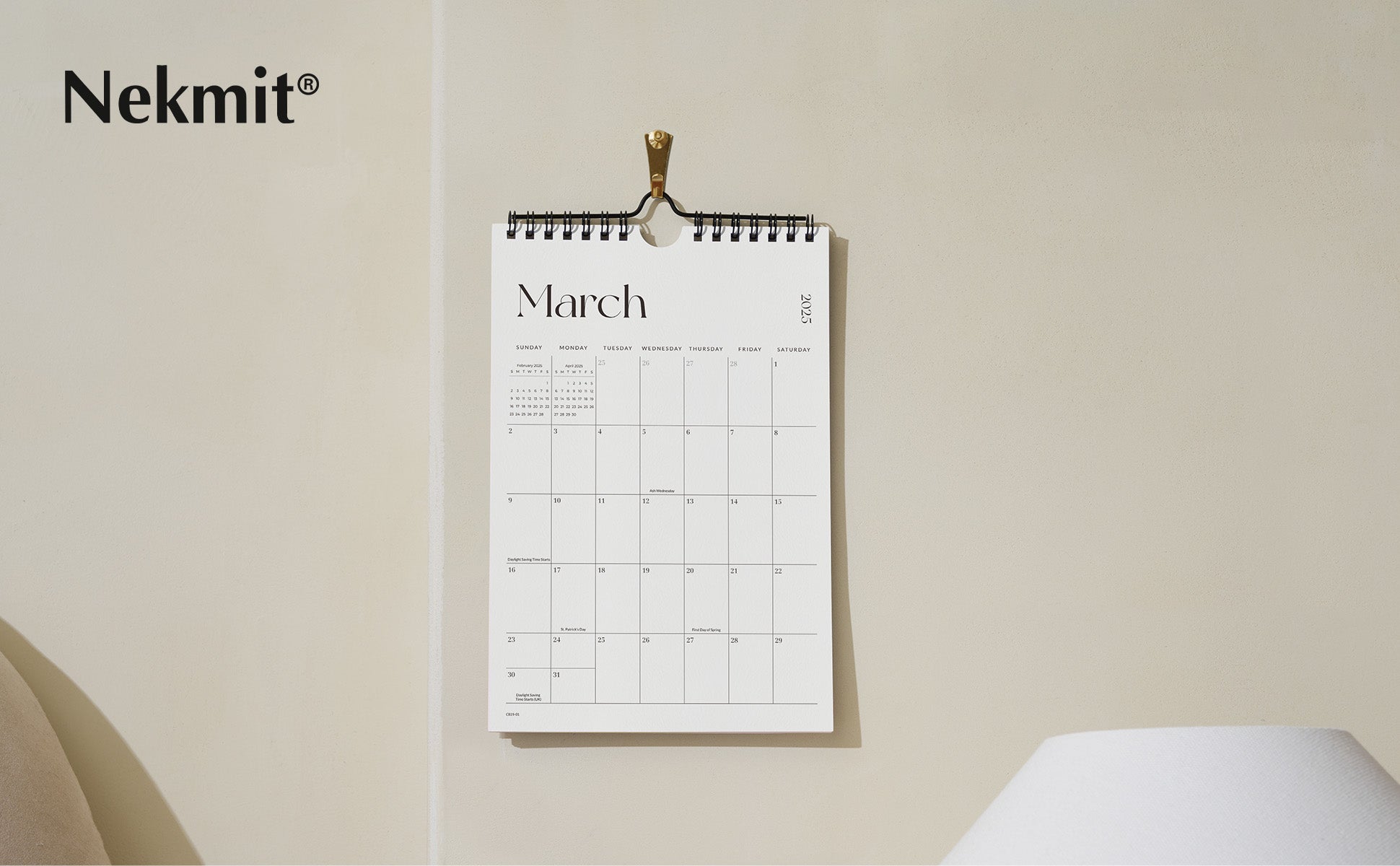 Nekmit Simplified 2025 - 2026 Mini Wall Calendar 9" x 6"