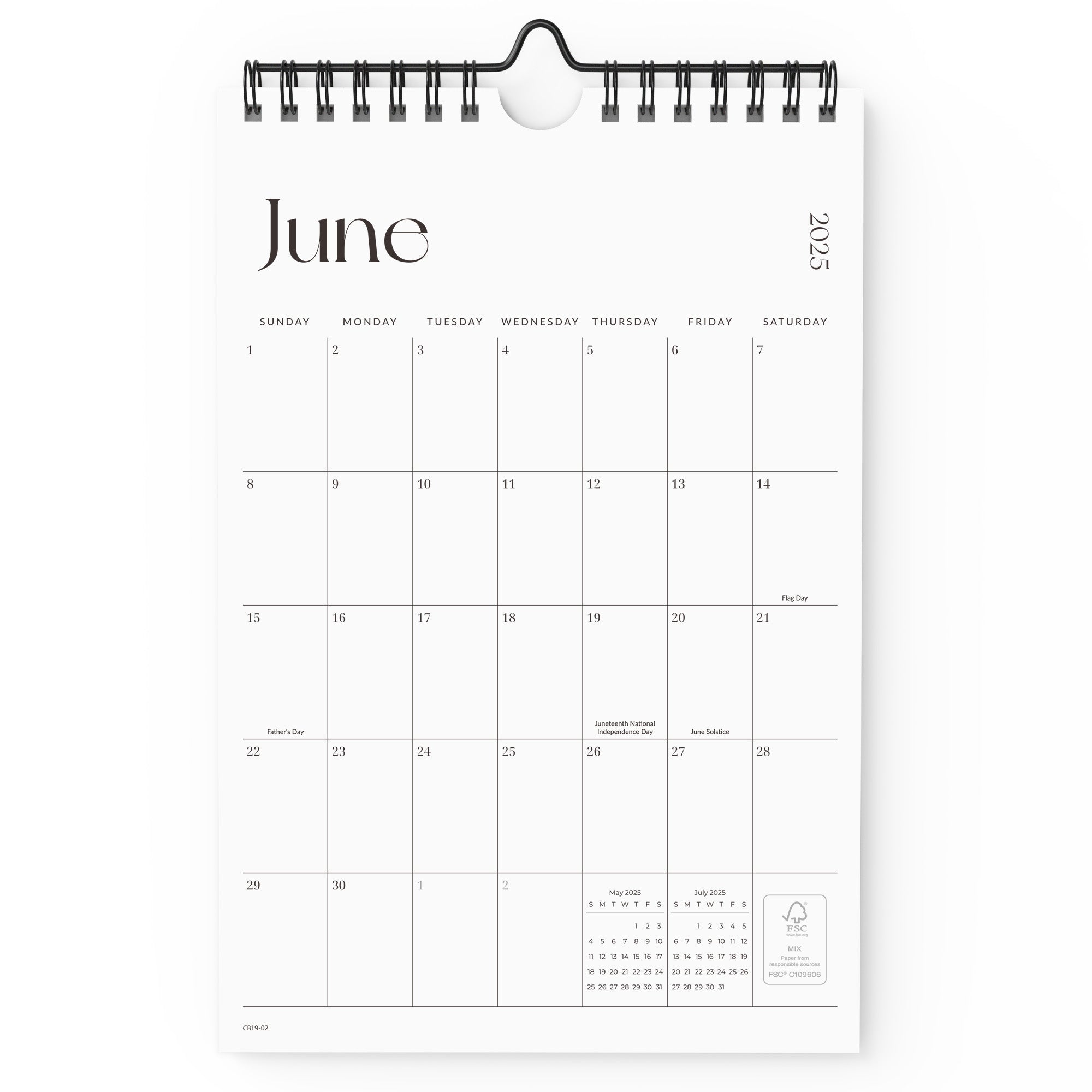 Nekmit Simplified 2025 - 2026 Mini Wall Calendar 9" x 6" (June 2025 - December 2026)