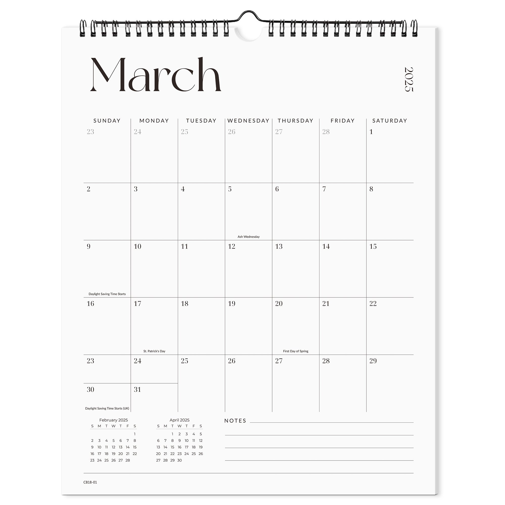 Nekmit Simplified 2025 - 2026 Wall Calendar 15" x 12"