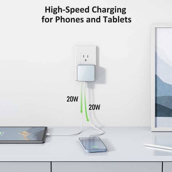 Nekmit USB C Charger, Thin Flat 52W 4-Port Fast Wall Charger
