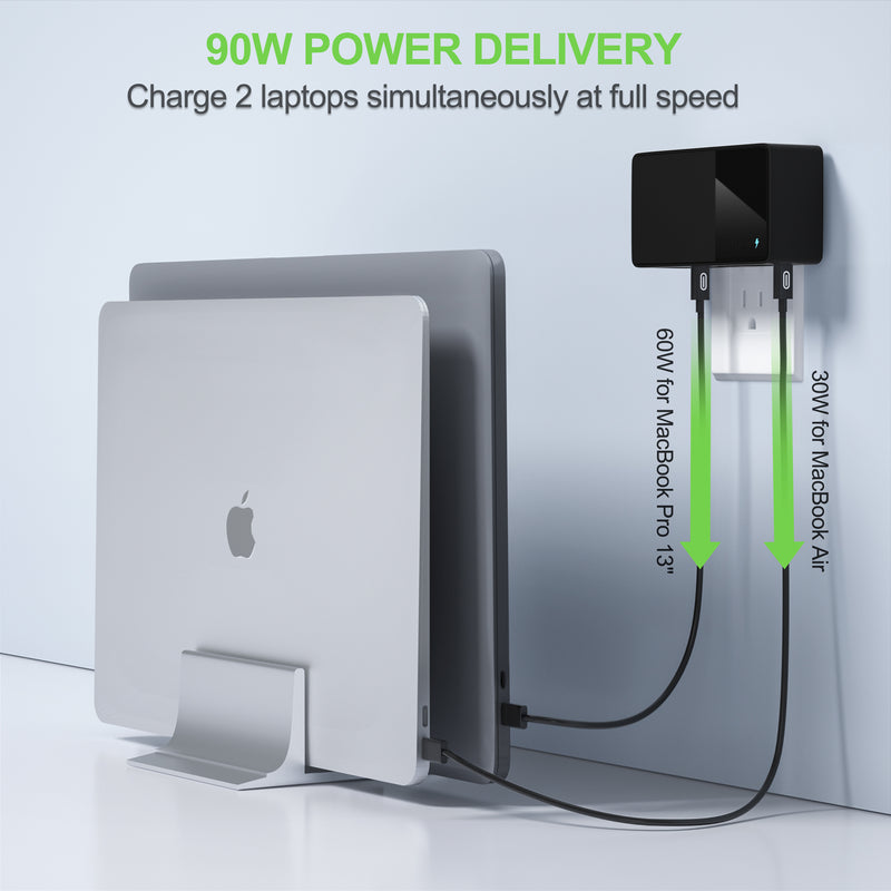 90W 4 Port USB C PD 3.0 Wall Charger with GaN Tech