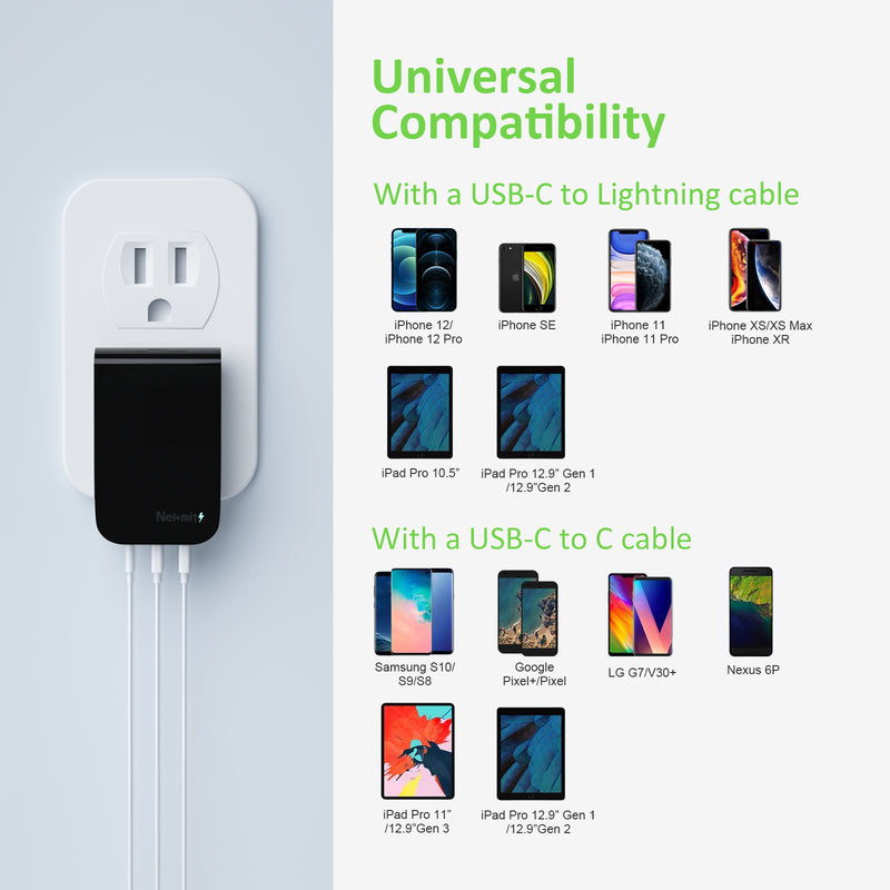 30W 3-Port USB-C Charger with Foldable Plug