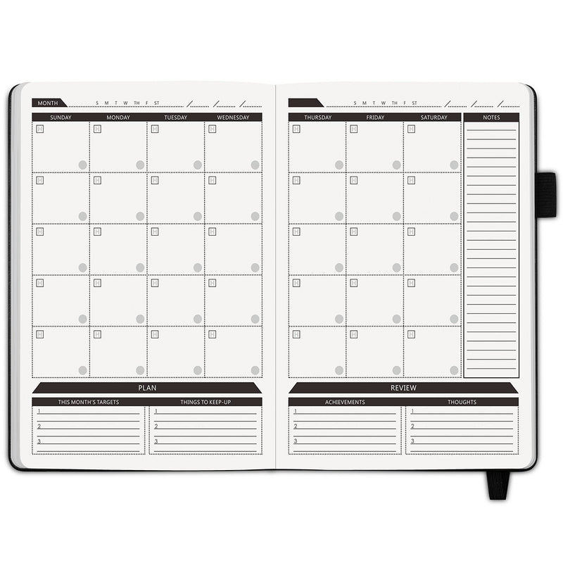 Undated Daily Planner Hardcover Black