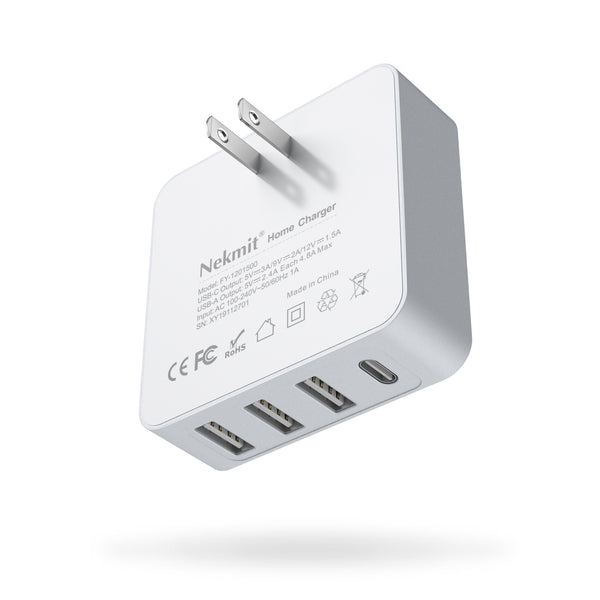 42W 4-Port USB-C Fast Wall Charger, 2 Pack