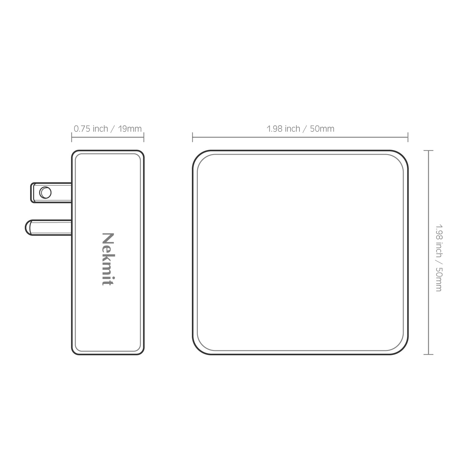 Nekmit 16W Dual Port Flat Slim USB Wall Charger (2 Pack)