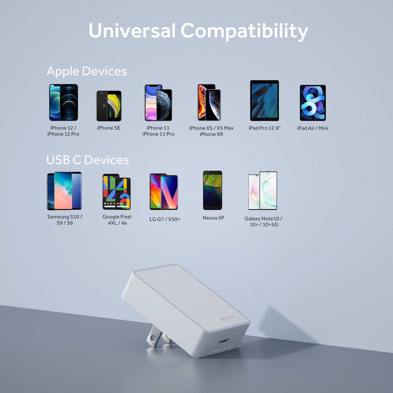 Nekmit 20W USB-C Charger with Foldable Plug