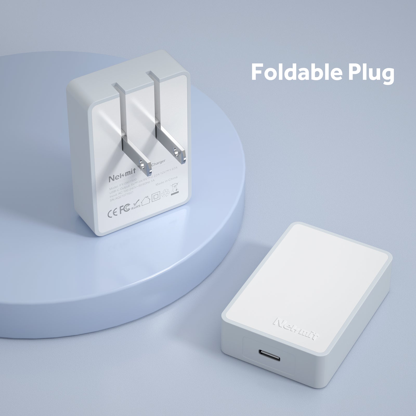 Nekmit 20W USB-C Charger with Foldable Plug