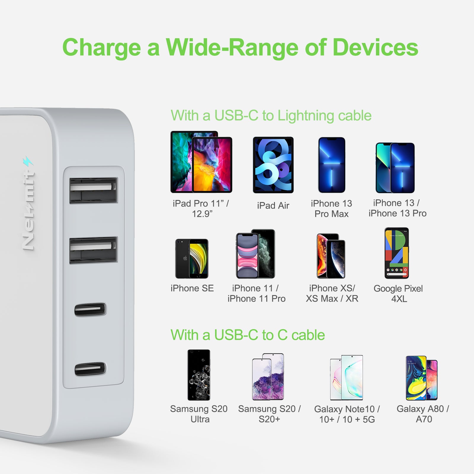 Nekmit 52W 4-Port USB-C PD Wall Charger (UK Plug)