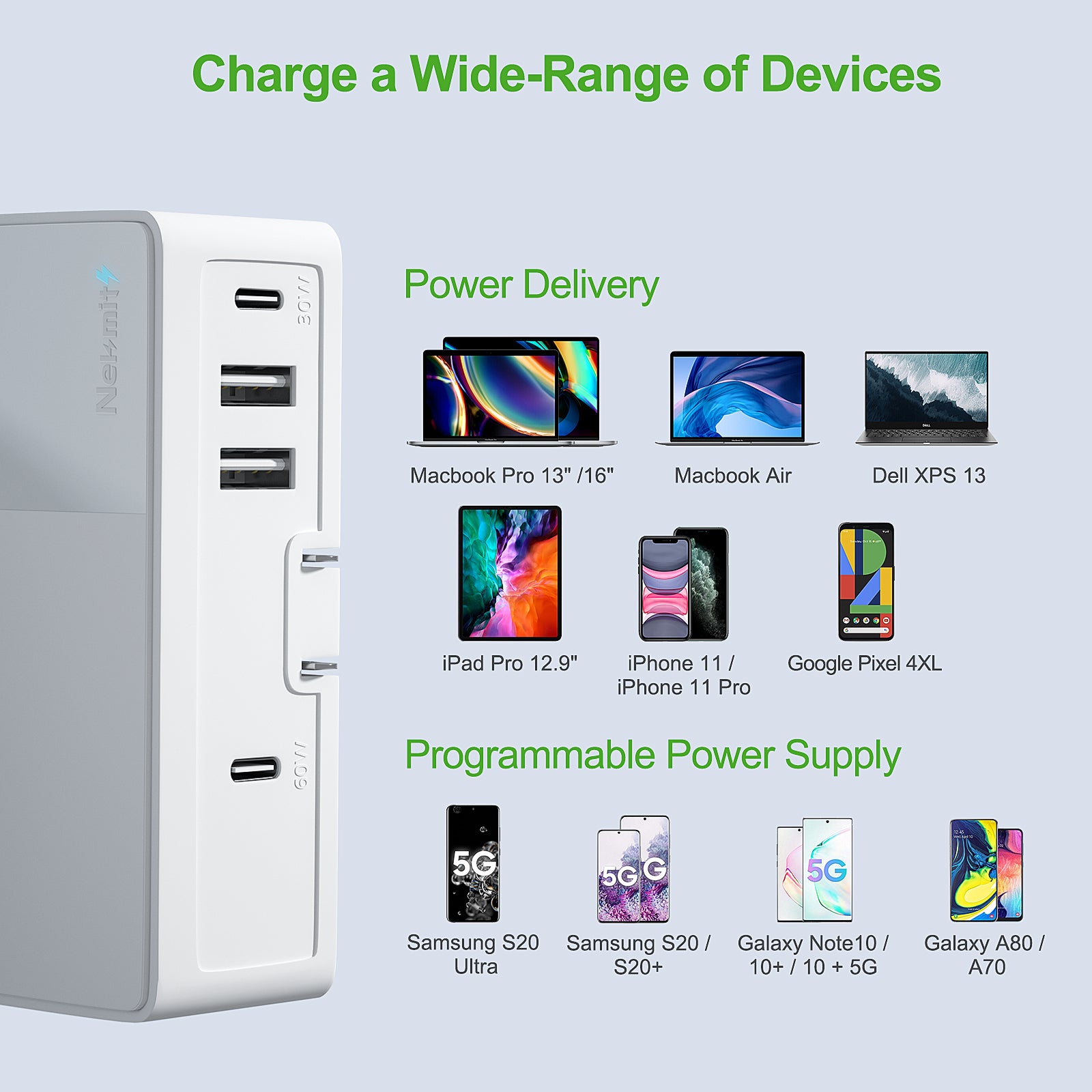 Nekmit 90W 4-Port USB-C Travel Charger With PD 3.0 GaN Tech